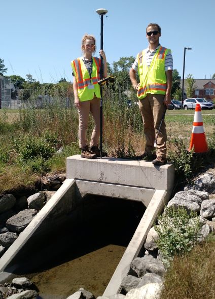 DPW interns studying stormwater.