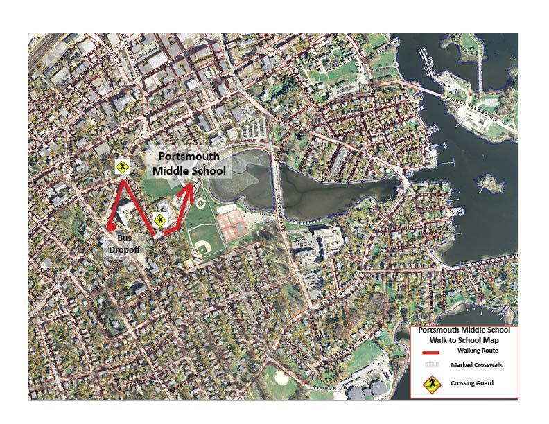 Portmouth Middle School Walk to School Map