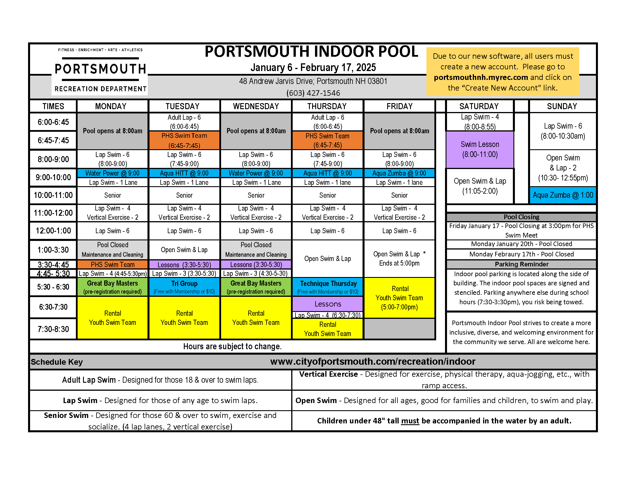 pool schedule