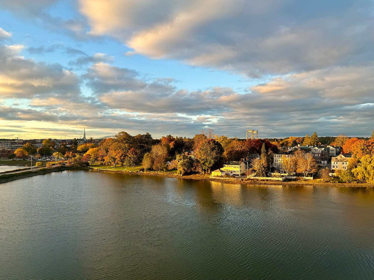 Picture of South Mill Pond from City Hall at sunset/golden hour