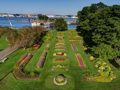 Prescott Park formal garden beds.