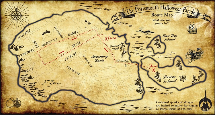 Halloween parade route map.