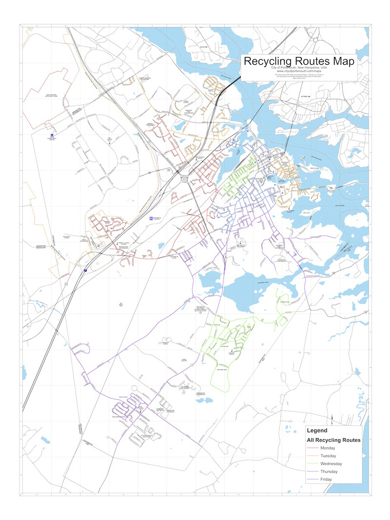 Map of Portsmouth recycling collection schedule