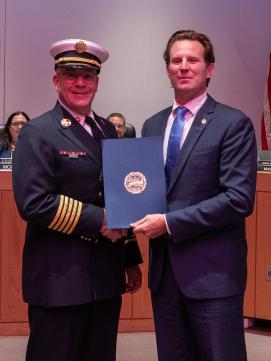 Mayor with Fire Chief William McQuillen