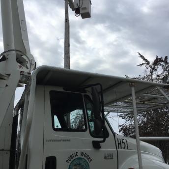 DPW crews installing bird platform at Peirce Island