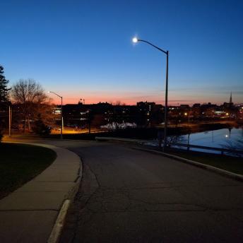 City Hall LED street light at night