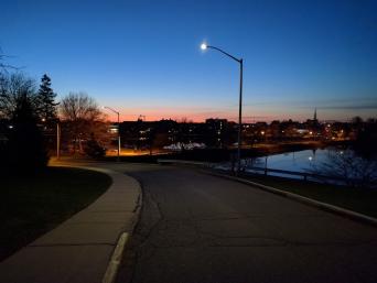 City Hall LED street light at night