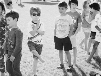 Boys waiting in line