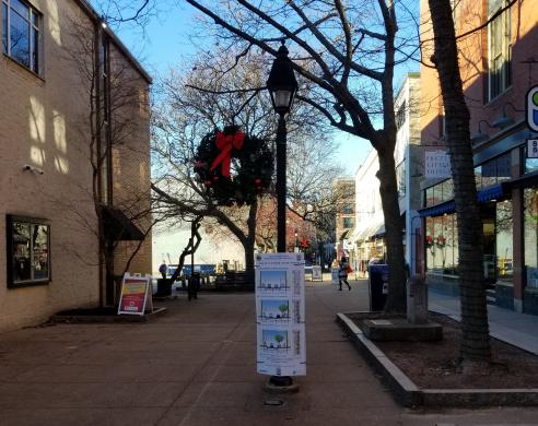 Fleet Street survey signage on Vaughan Mall.