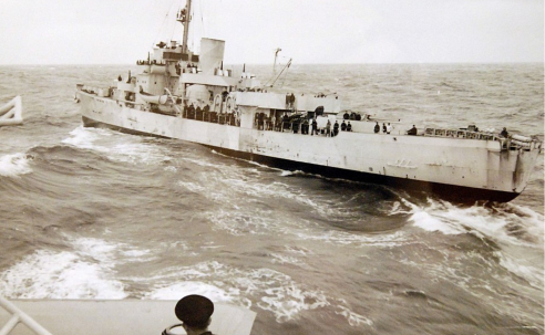 U Boat in Atlantic Ocean, Sailor in foreground