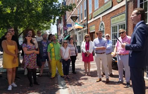 Mayor McEachern and Rep. Pappas at LGBTQ+ Pride event.