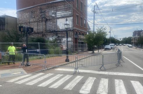 Portion of State Street closed at Pleasant Street.