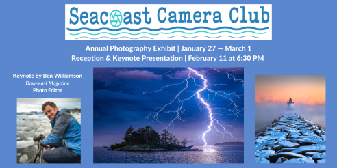 Seacoast Camera Club Exhibit Presentation Reception Ben Williamson lightning in foreground and island in background